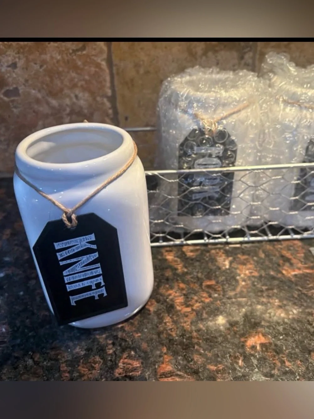 Brand New Farmhouse Ceramic Utensil Caddy Set